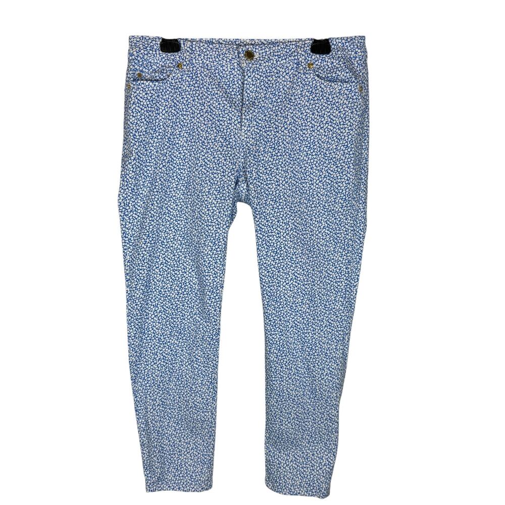 Michael Kors Jeans Women's 10 Blue Denim Stretch Floral‎ Izzy Cropped Skinny Leg